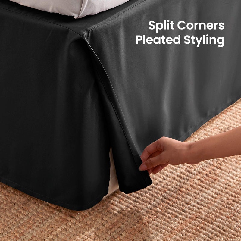 SLEEP ZONE Pleated Bed Skirts Queen Size, 15 inch Tailored Drop Easy Fit Bedskirt, Anti-Static, Fade Resistant (Queen, Black) - Image 5